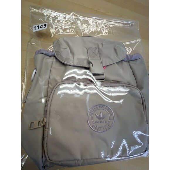 Adidas Women’s Beige Adjustable Straps Embroidered Logo Travel Mini Backpack - Picture 12 of 13